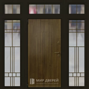 Престижная дверь с большими стёклами для коттеджа №4 внешняя - фото
